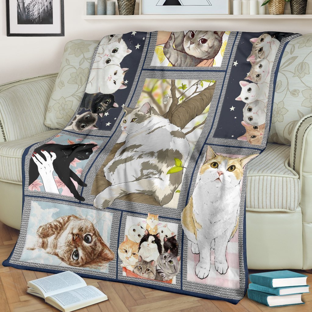 Funny Cats Frame Fleece Blanket For Cat Lover-Gear Wanta