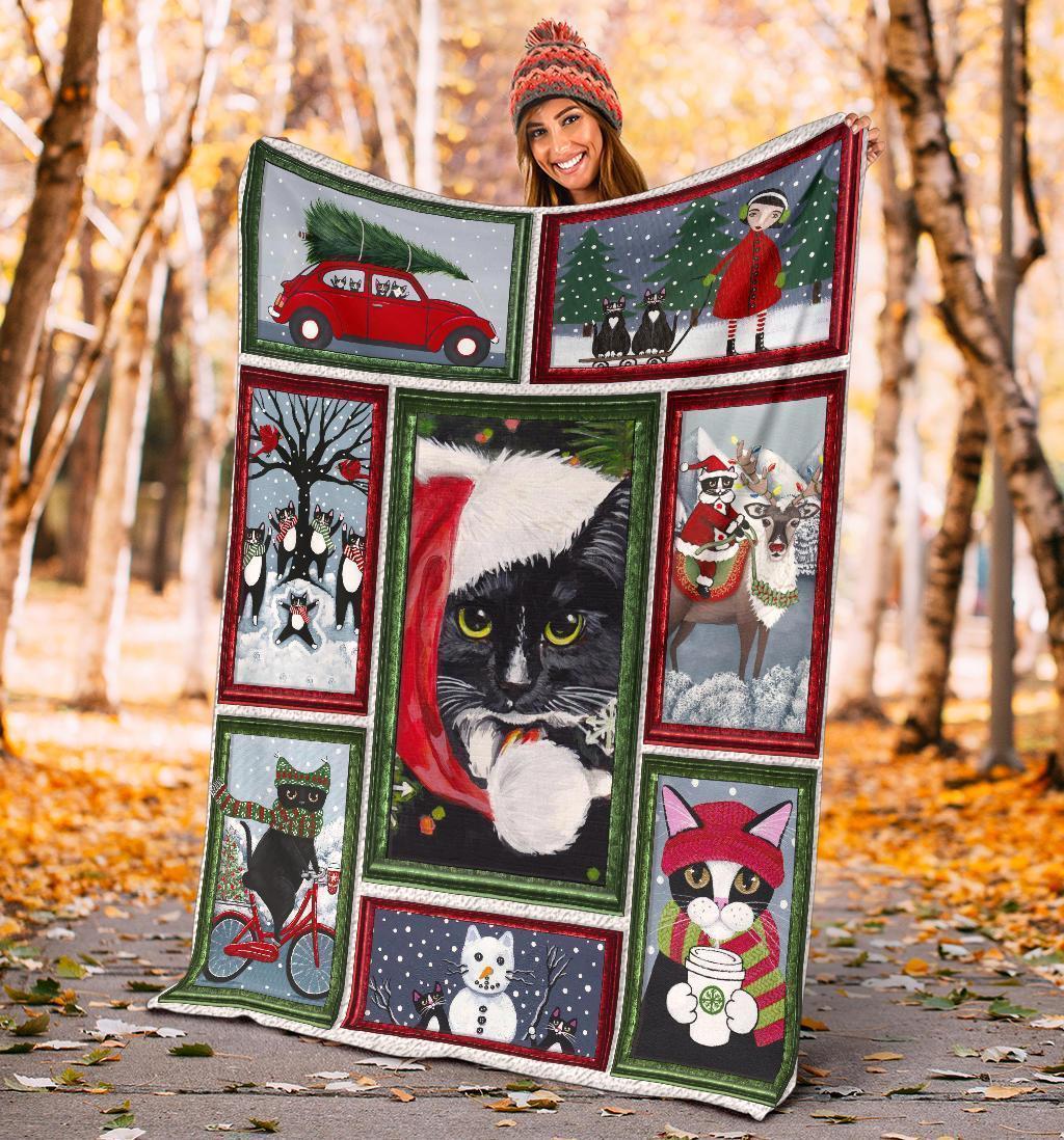 Funny Christmas Cat Fleece Blanket For Cat Lover-Gear Wanta