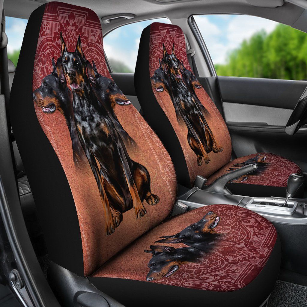 Funny Doberman Car Seat Covers 3 heads-Gear Wanta