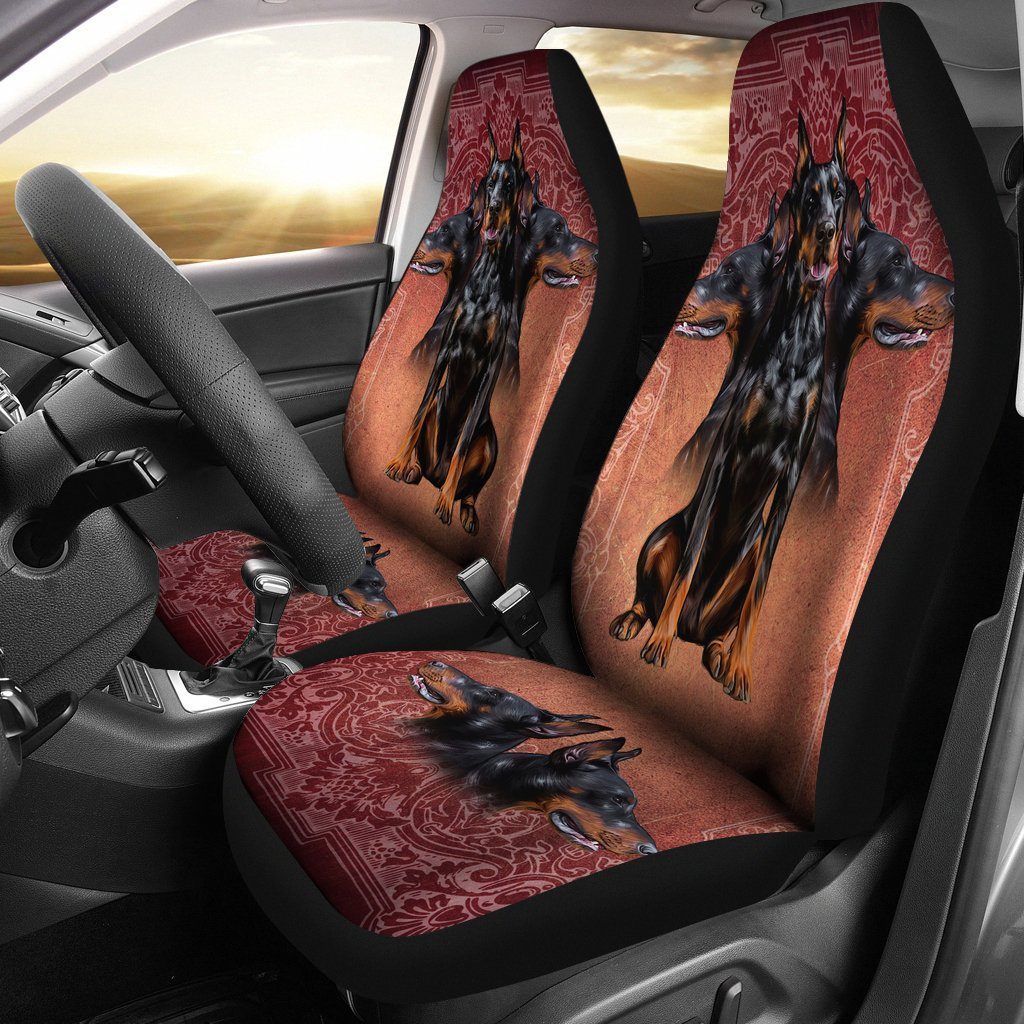 Funny Doberman Car Seat Covers 3 heads-Gear Wanta
