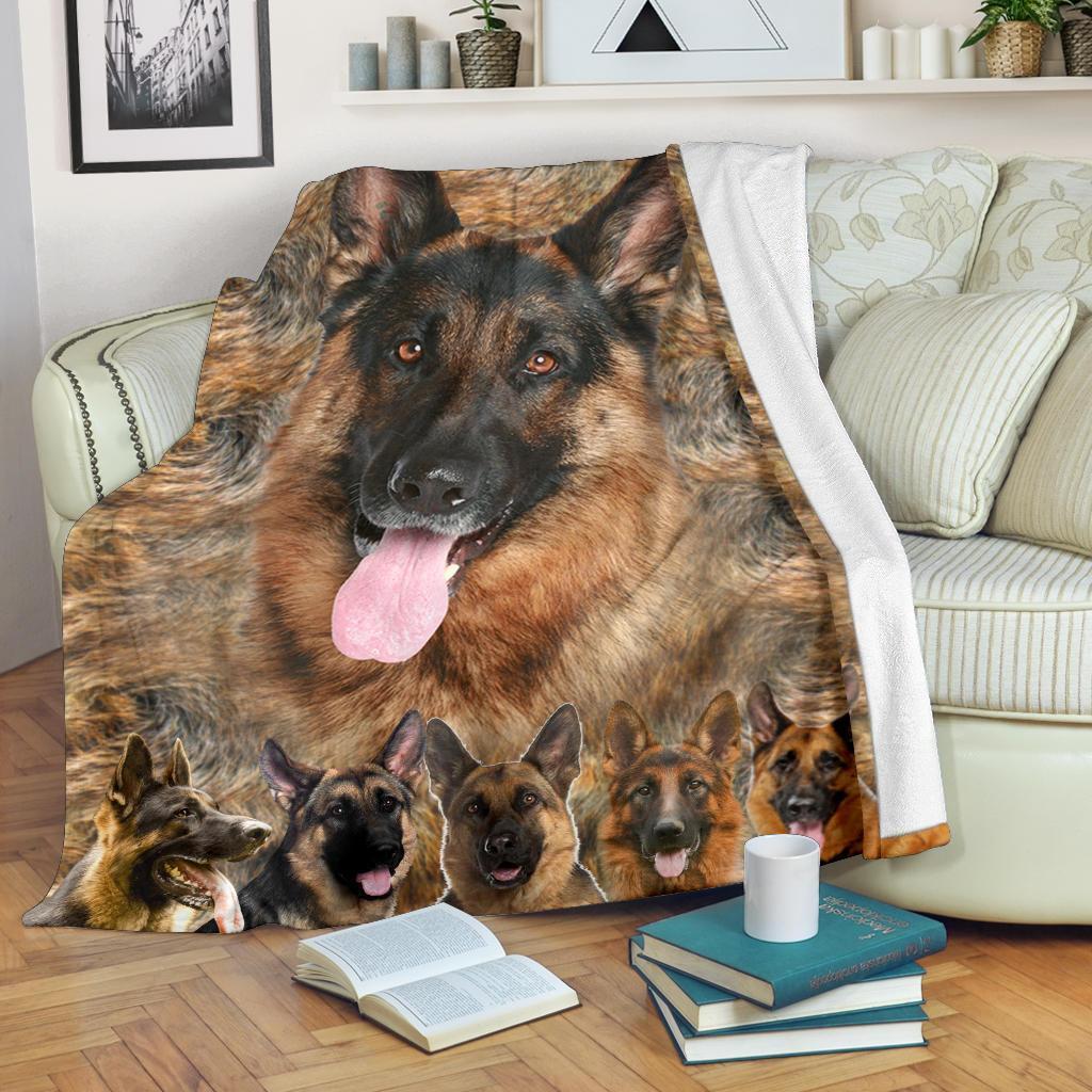 Funny Face German Shepherd Fleece Blanket Dog-Gear Wanta