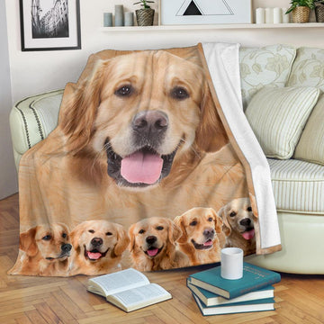 Funny Face Golden Retriever Fleece Blanket Dog-Gear Wanta