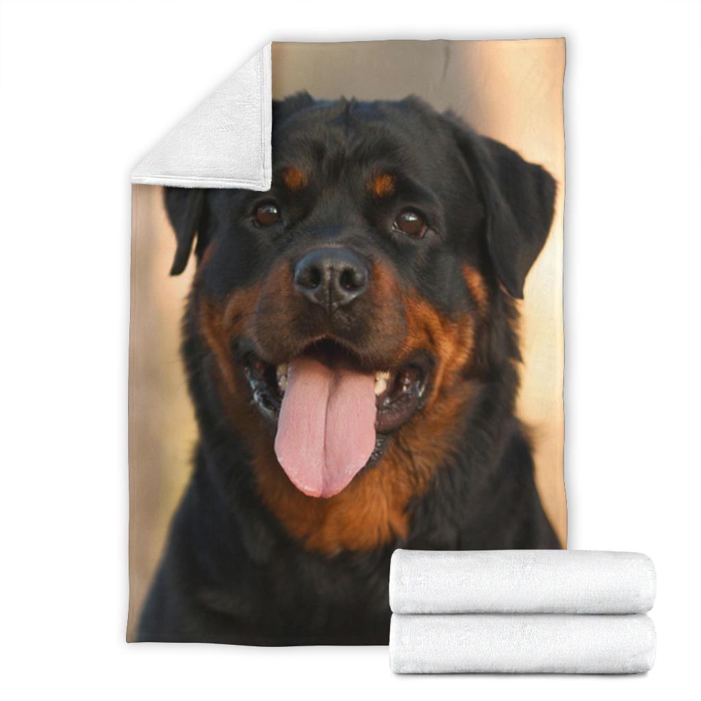 Funny Face Rottweiler Fleece Blanket-Gear Wanta