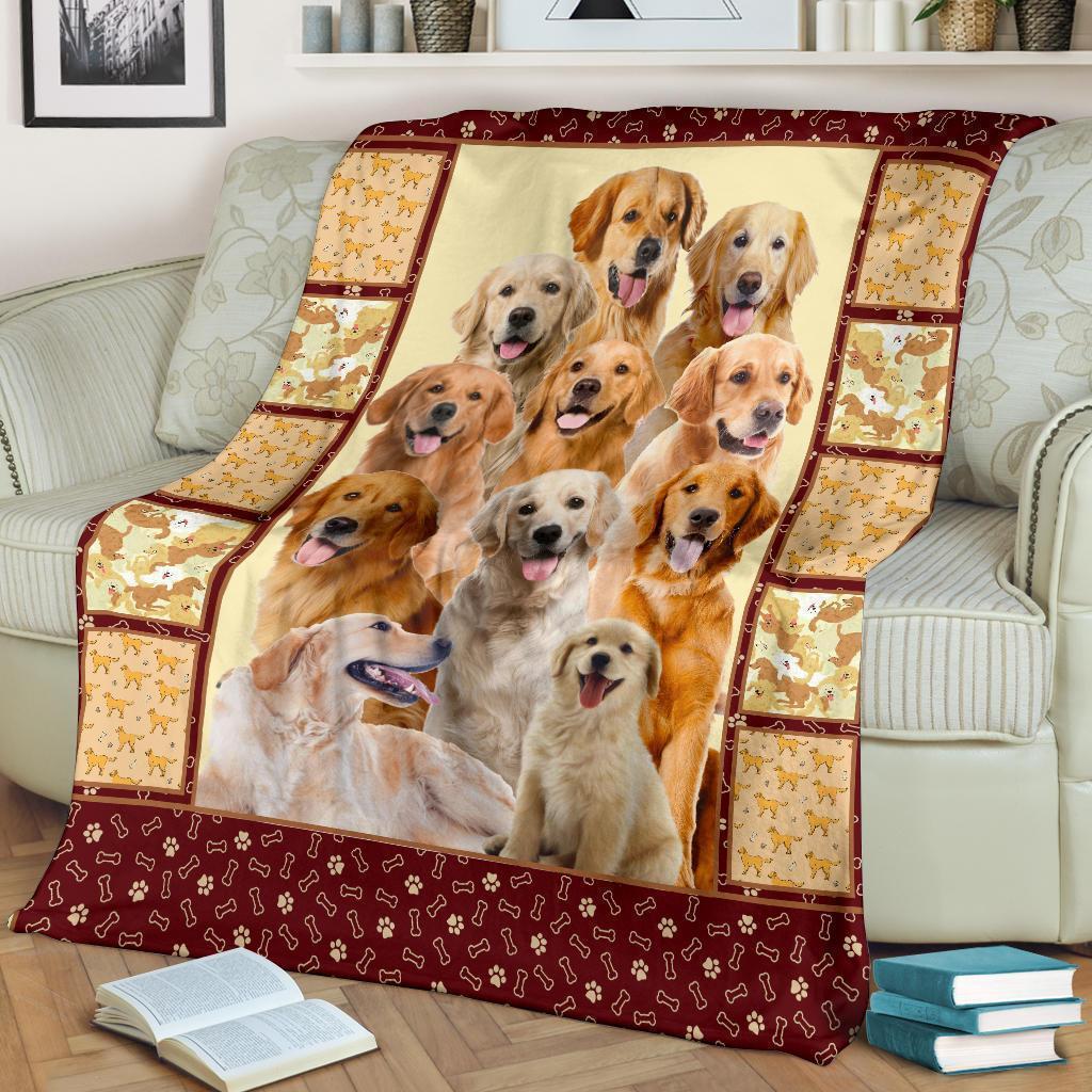 Funny Golden Retrievers Fleece Blanket Dog-Gear Wanta