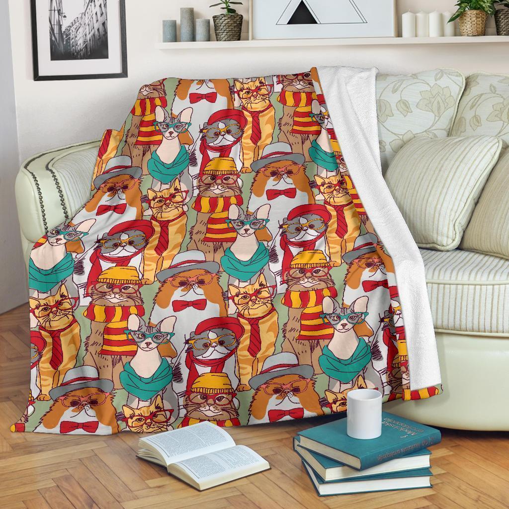 Funny Gryffindor Cat Fleece Blanket Custom Printed For Harry Potter Fan-Gear Wanta