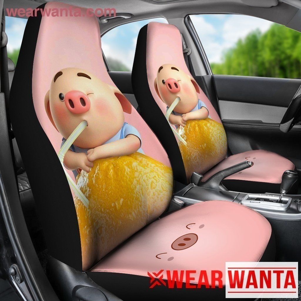 Funny Pig Drinking Orange Juice Car Seat Covers LT03-Gear Wanta