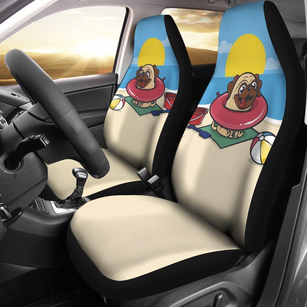 Funny Pug Car Seat Covers On Beach-Gear Wanta