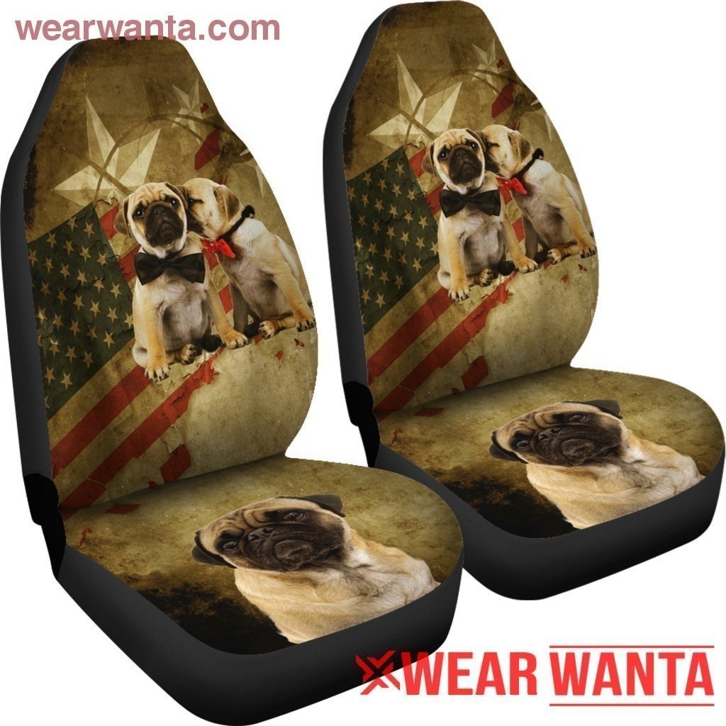 Funny Pugs Kiss Car Seat Covers-Gear Wanta