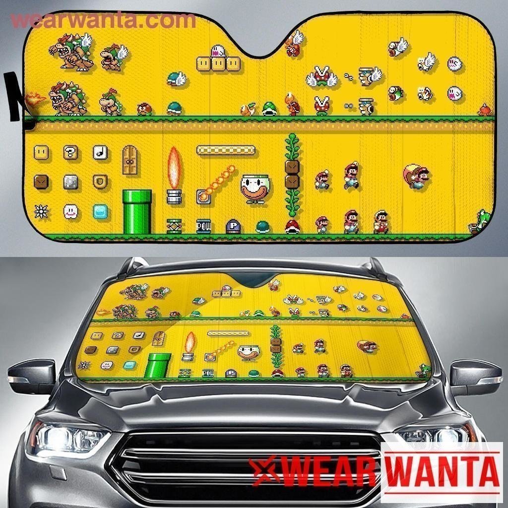 Funny Supermario Characters Car Sun Shade-Gear Wanta