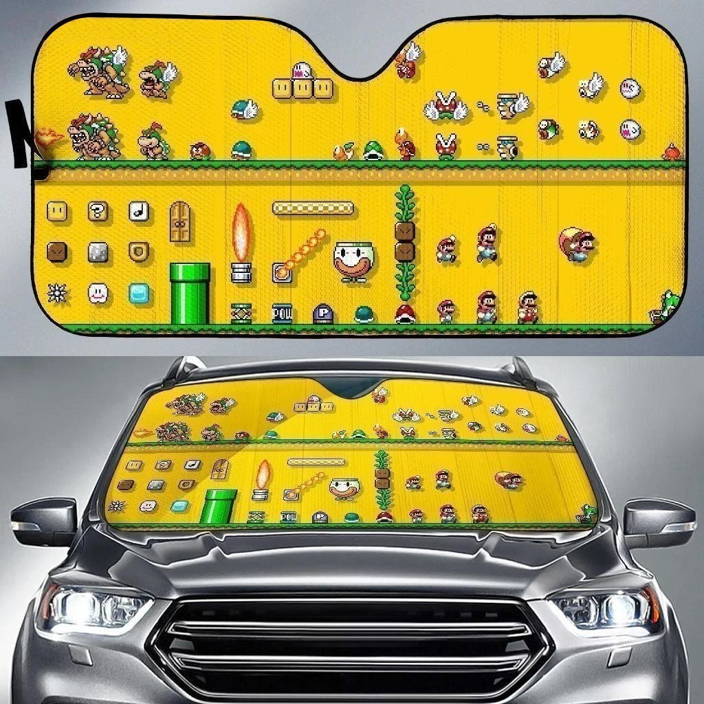 Funny Supermario Characters Car Sun Shade-Gear Wanta