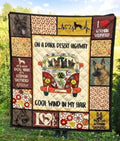 German Shepherd Dog On Dark Desert Highway Hippie Van Quilt Blanket-Gear Wanta