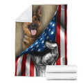 German Shepherd Fleece Blanket American Flag-Gear Wanta