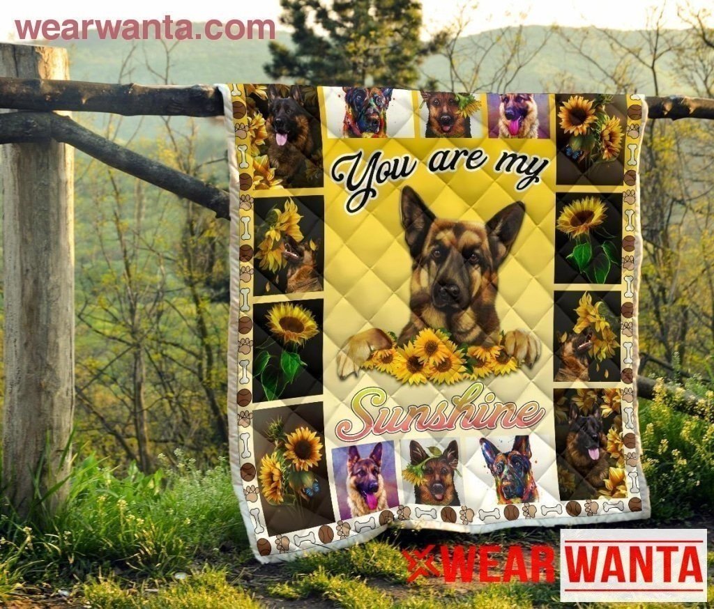 German Shepherd You Are My Sunshine Sunflower Blanket Dog Lover-Gear Wanta
