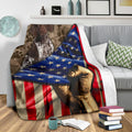 German Shorthaired Pointer Fleece Blanket Mixed American Flag-Gear Wanta
