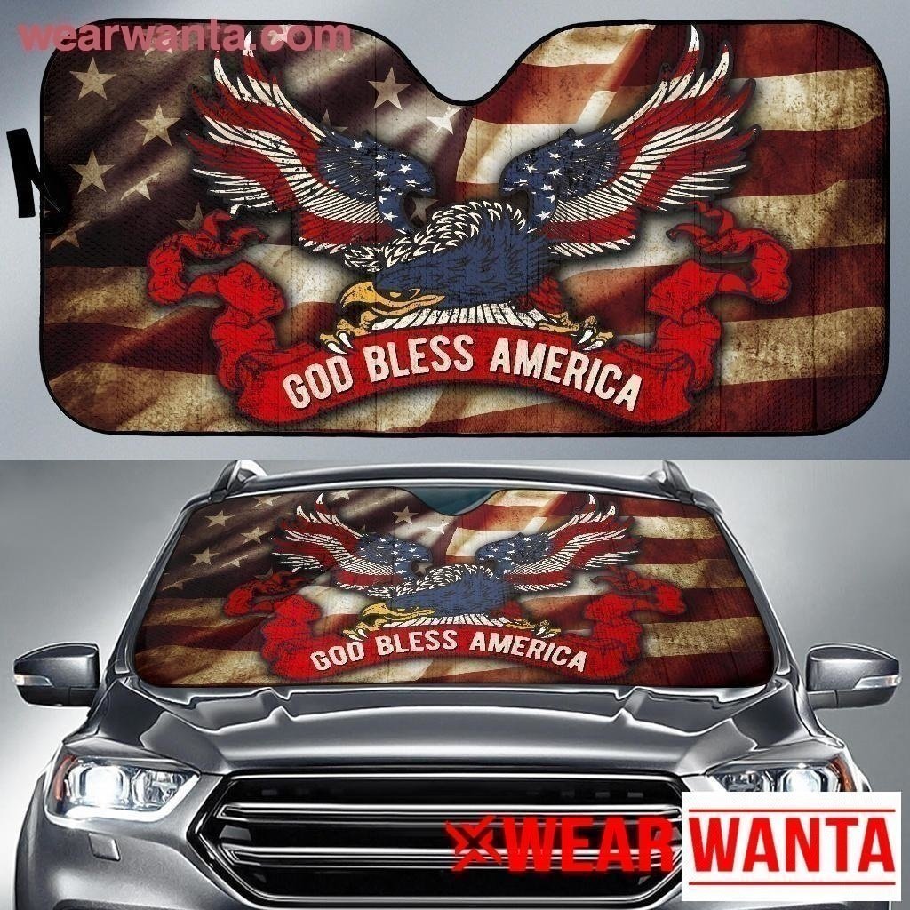 God Bless America Flag Day Car Sun Shade-Gear Wanta