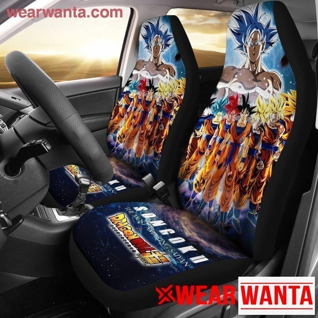 Goku Saiyan Evolution Car Seat Covers Custom Anime Dragon Ball Car Accessories-Gear Wanta