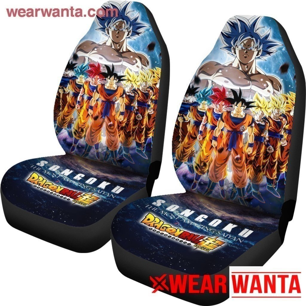 Goku Saiyan Evolution Car Seat Covers Custom Anime Dragon Ball Car Accessories-Gear Wanta