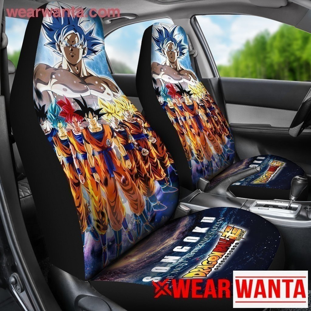 Goku Saiyan Evolution Car Seat Covers Custom Anime Dragon Ball Car Accessories-Gear Wanta