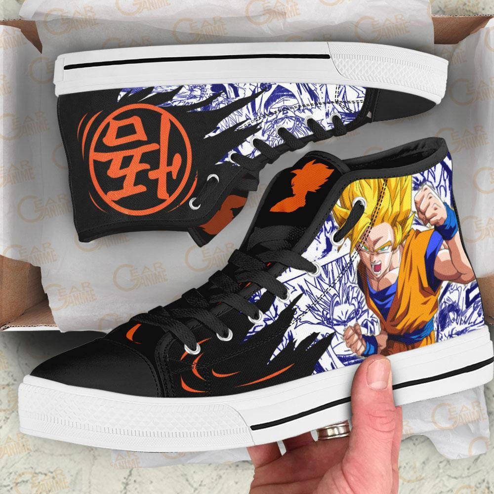 Goku Super Saiyan High Top Shoes Custom Manga Anime Dragon Ball Sneakers-Gear Wanta