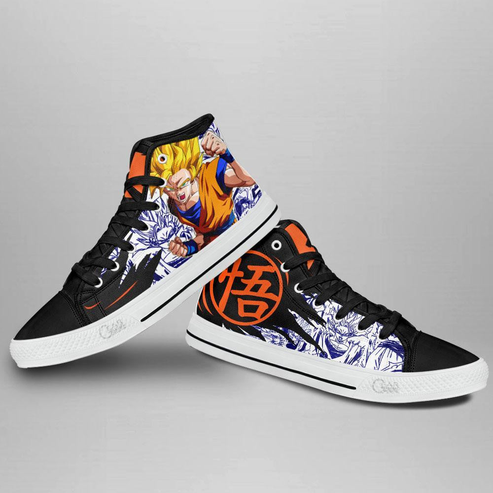 Goku Super Saiyan High Top Shoes Custom Manga Anime Dragon Ball Sneakers-Gear Wanta