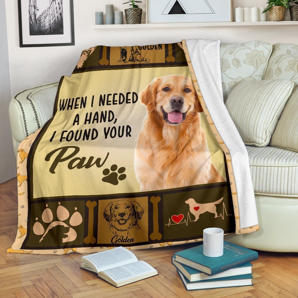 Golden Retriever Dog Fleece Blanket I Found Your Paw-Gear Wanta