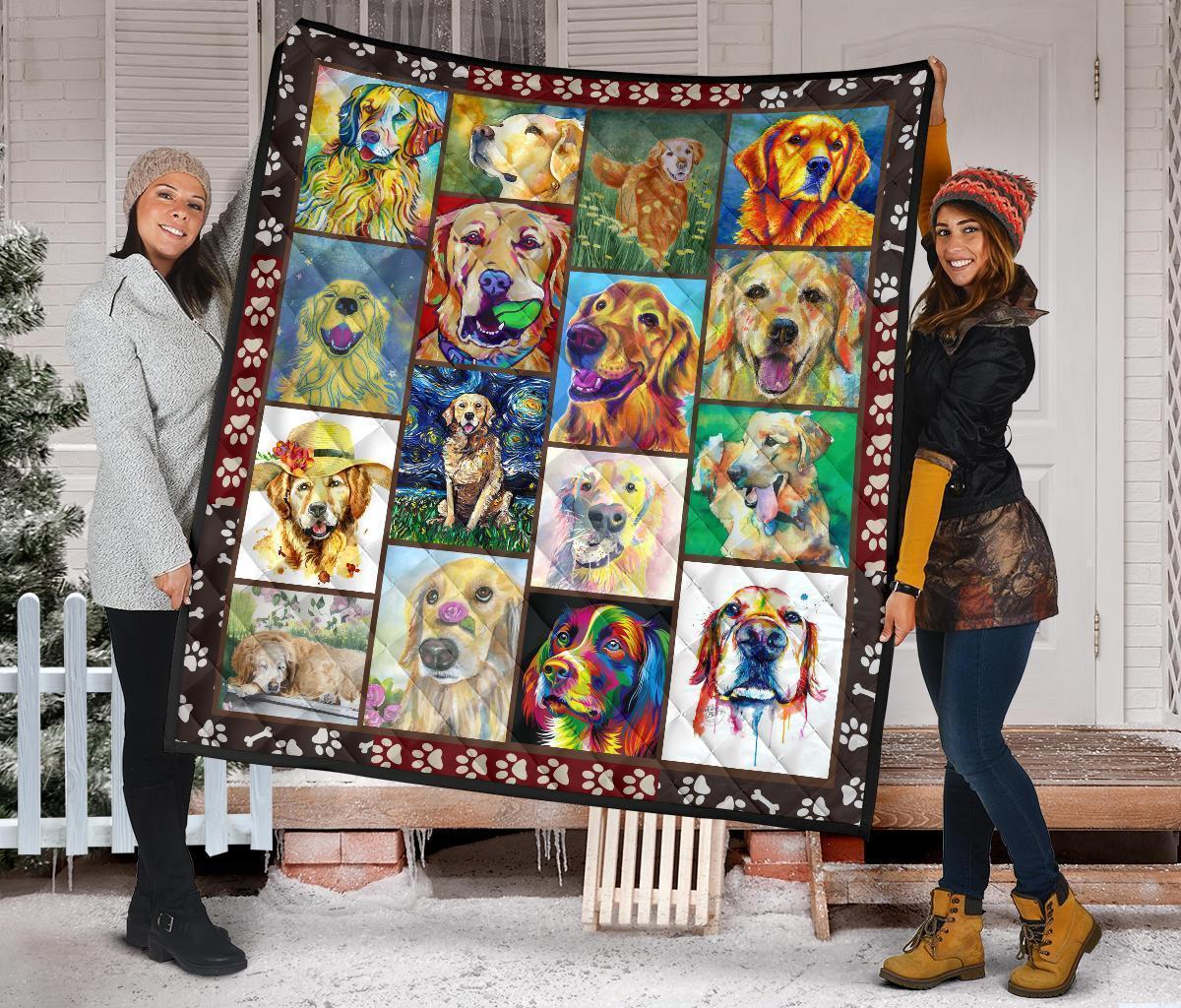 Golden Retriever Dog Quilt Blanket Funny-Gear Wanta