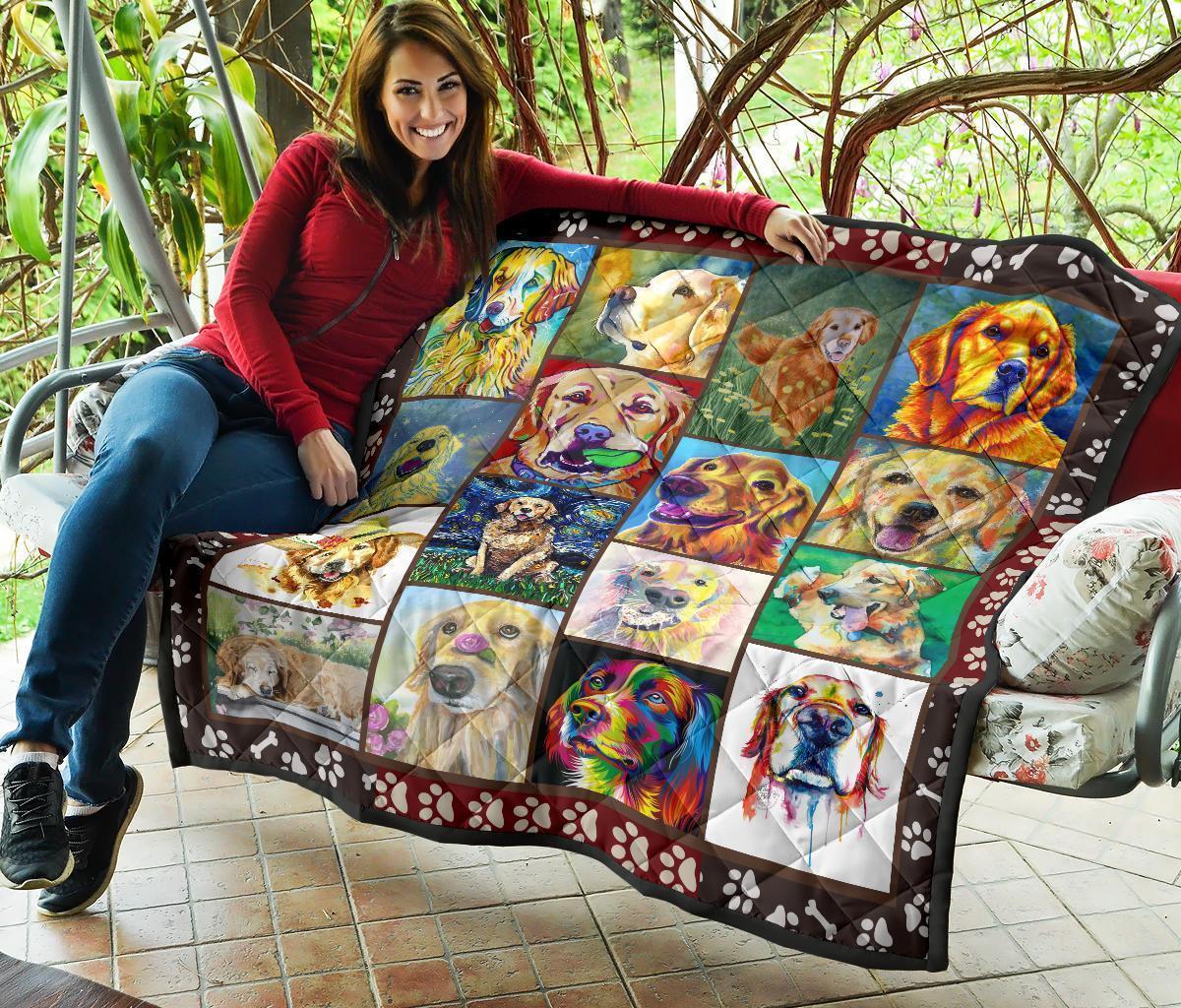 Golden Retriever Dog Quilt Blanket Funny-Gear Wanta