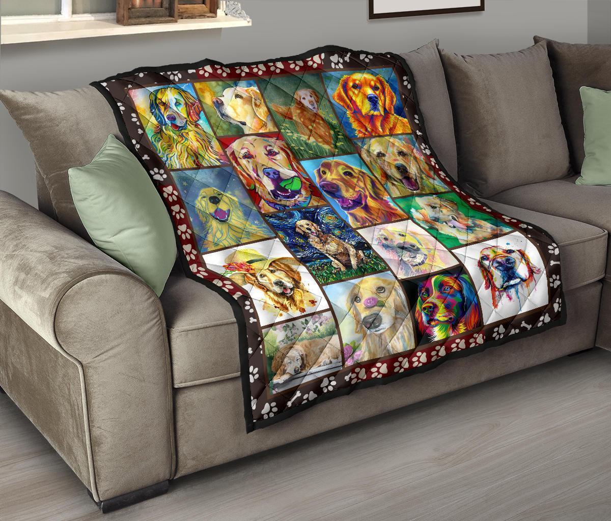 Golden Retriever Dog Quilt Blanket Funny-Gear Wanta