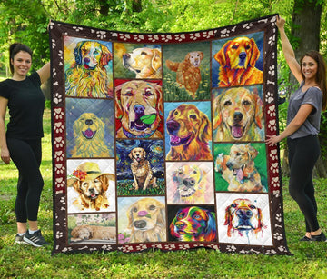 Golden Retriever Dog Quilt Blanket Funny-Gear Wanta