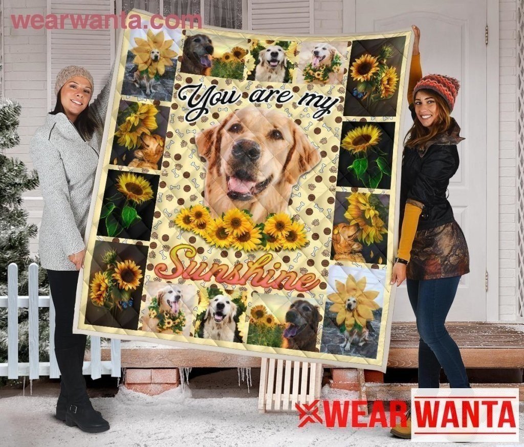 Golden Retriever You Are My Sunshine Quilt Blanket Dog Lover-Gear Wanta