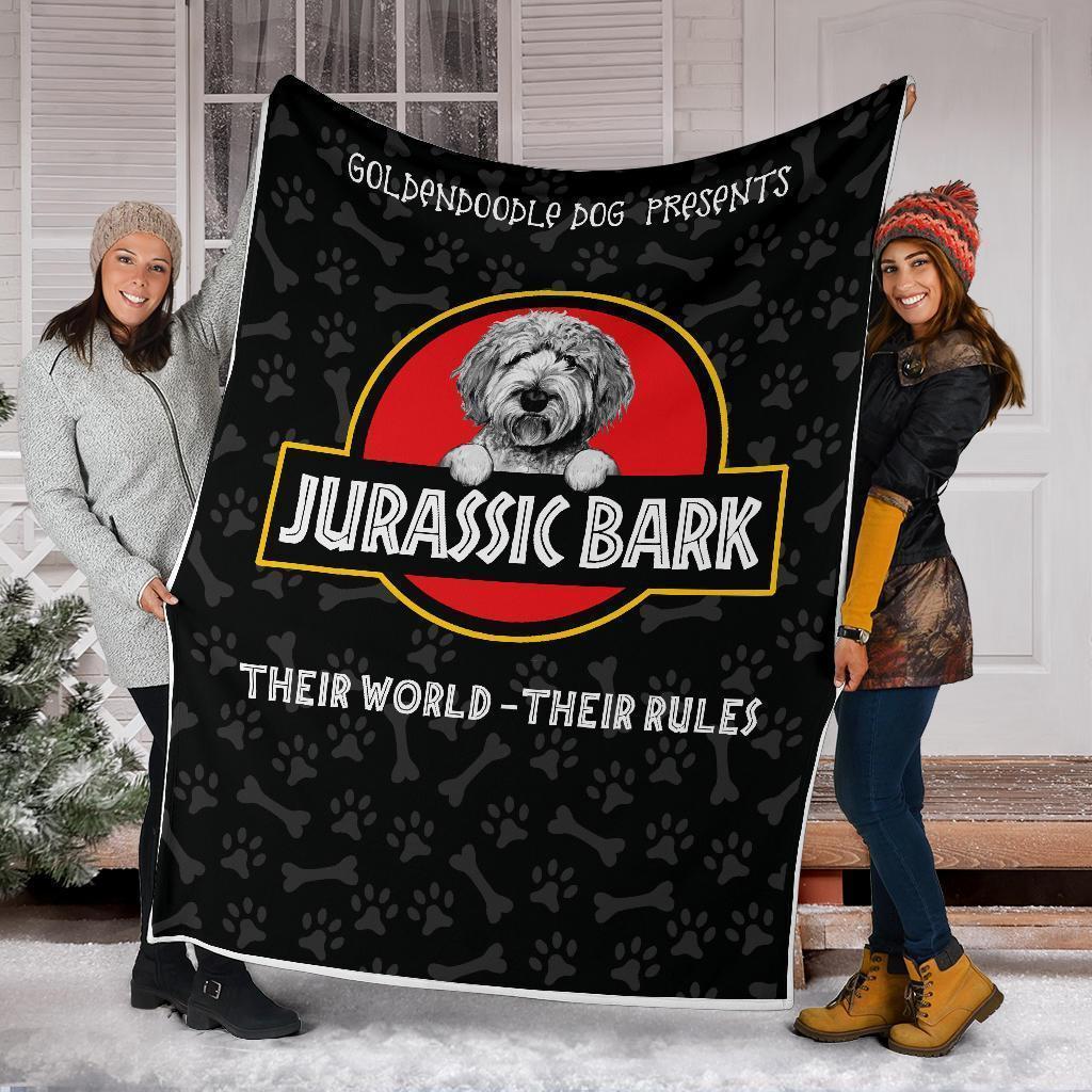 Goldendoodle Jurassic Bark Fleece Blanket Funny Mixed Breed Dog-Gear Wanta