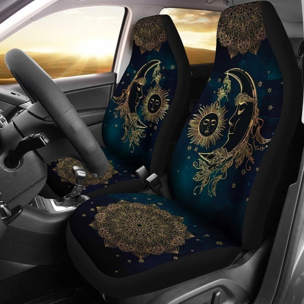 Gothic Sun and Moon Car Seat Covers Custom Mandala Car Accessories-Gear Wanta