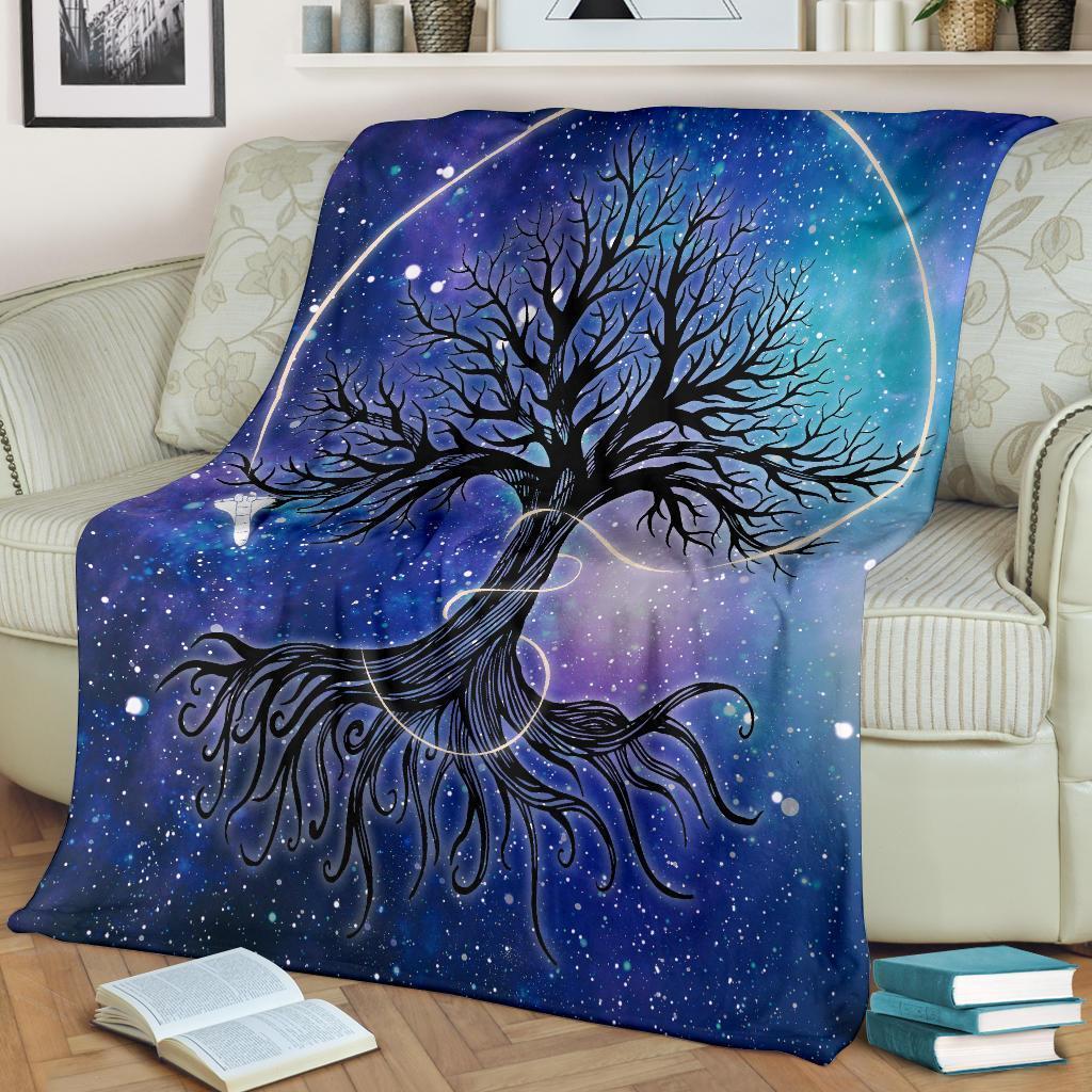 Graphic Art Galaxy Tree of Life Fleece Blanket Gift For Earth Lover-Gear Wanta