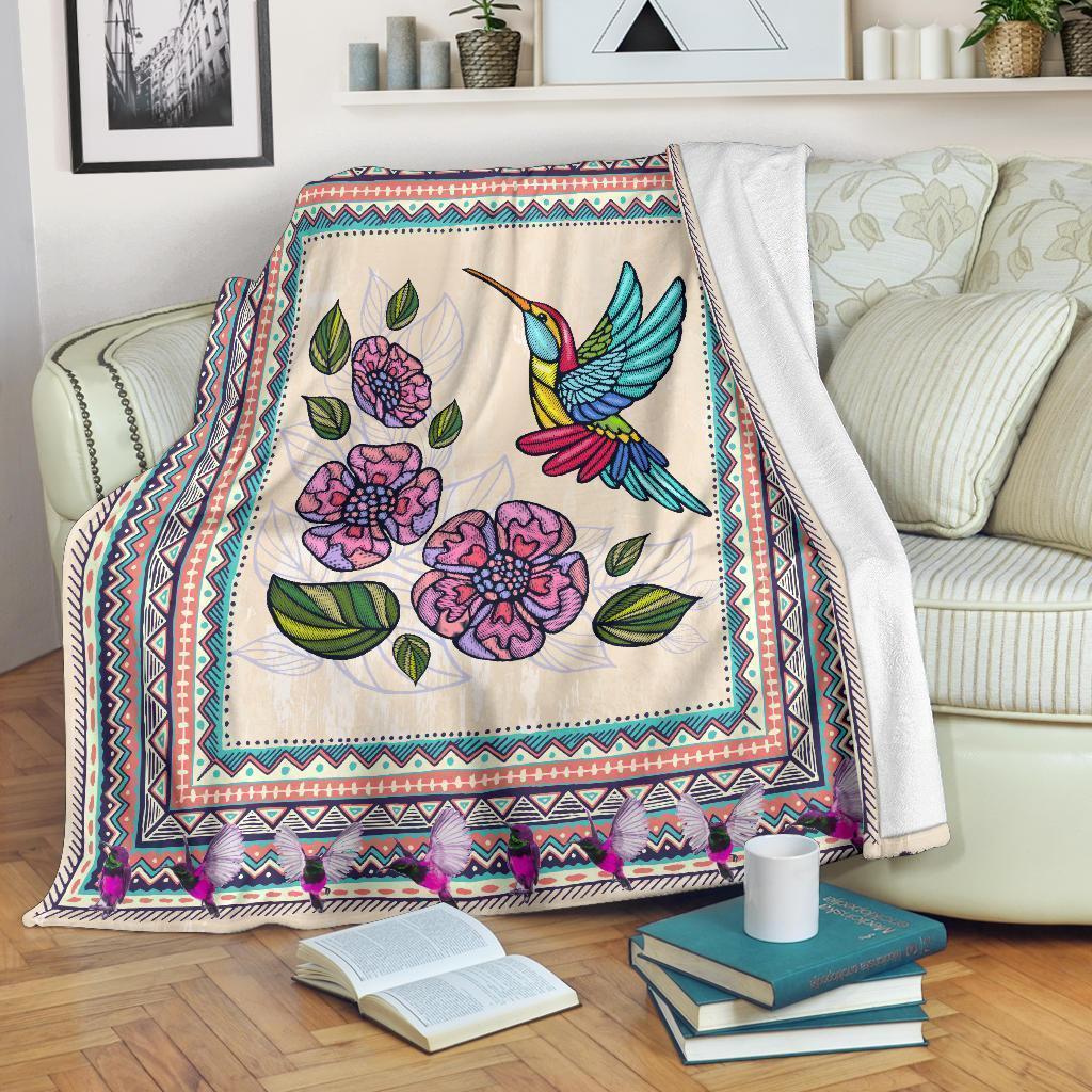Graphic Art Hummingbird Fleece Blanket Gift For Bird Lover-Gear Wanta