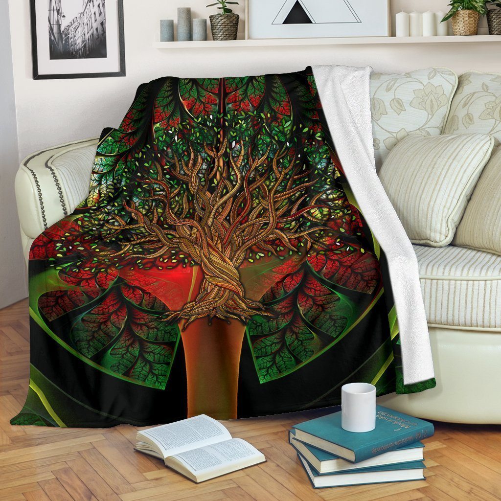Graphic Art Tree of Life Fleece Blanket Plant Lover-Gear Wanta