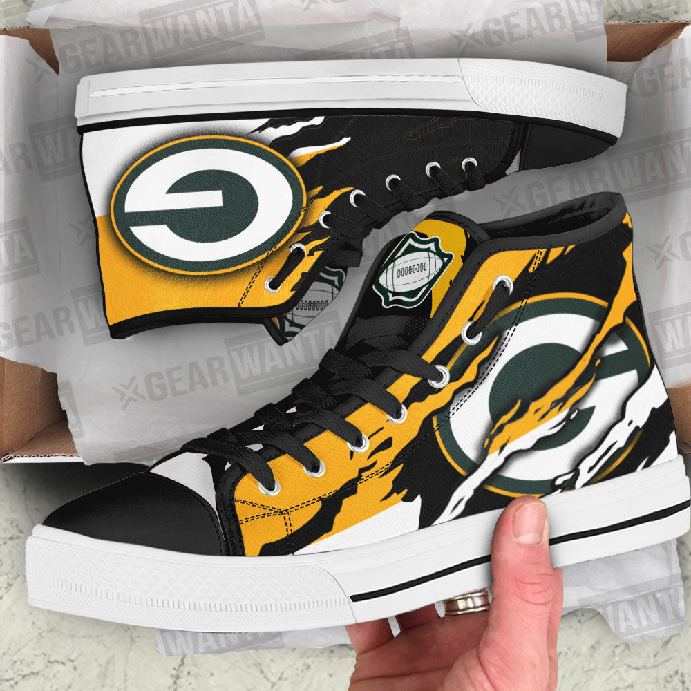 Green Bay Packers High Top Shoes Custom For Fans-Gear Wanta