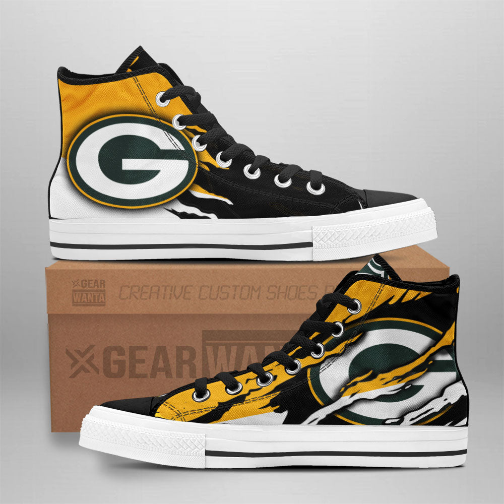 Green Bay Packers High Top Shoes Custom For Fans-Gear Wanta