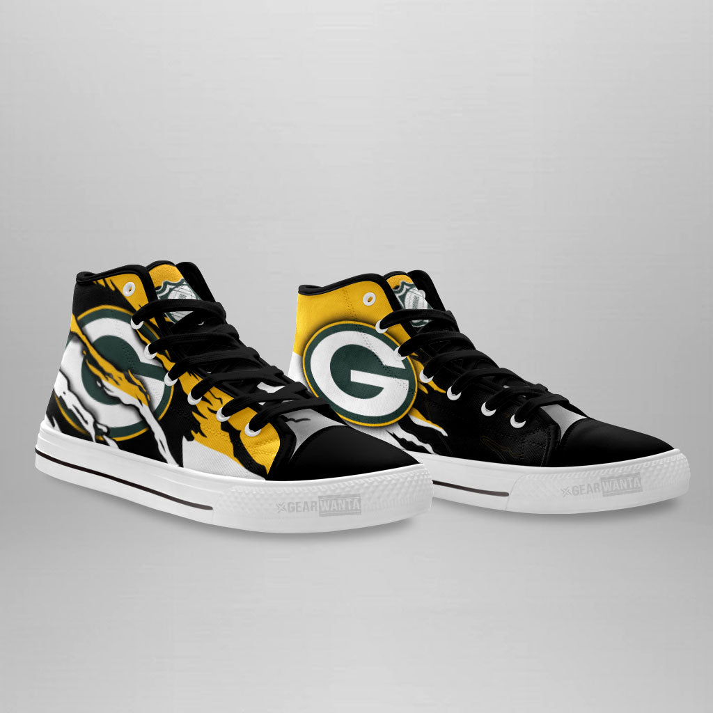 Green Bay Packers High Top Shoes Custom For Fans-Gear Wanta