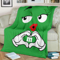 Green M&M Fleece Blanket Custom Bed Home Decoration-Gear Wanta