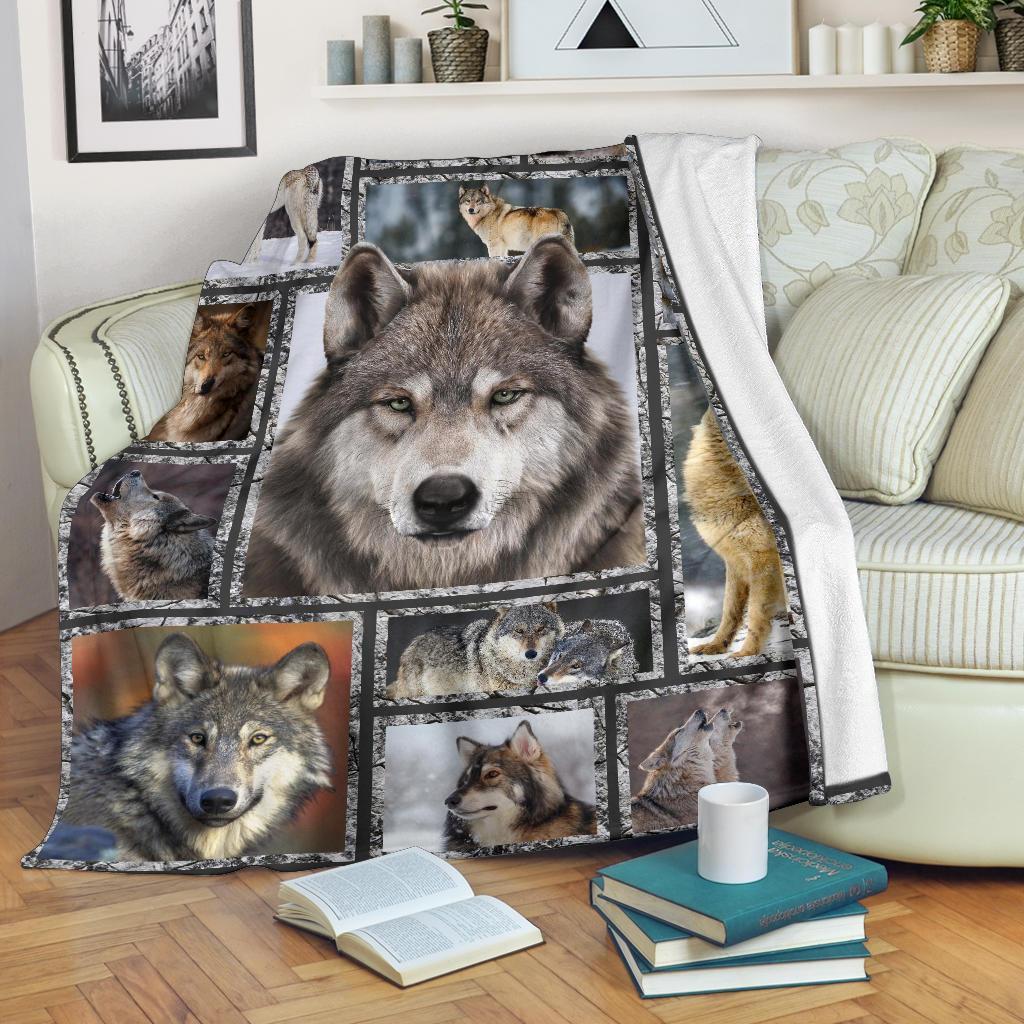 Grey Wolf Fleece Blanket For Wolf Lover-Gear Wanta