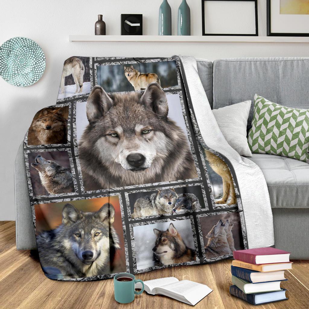 Grey Wolf Fleece Blanket For Wolf Lover-Gear Wanta