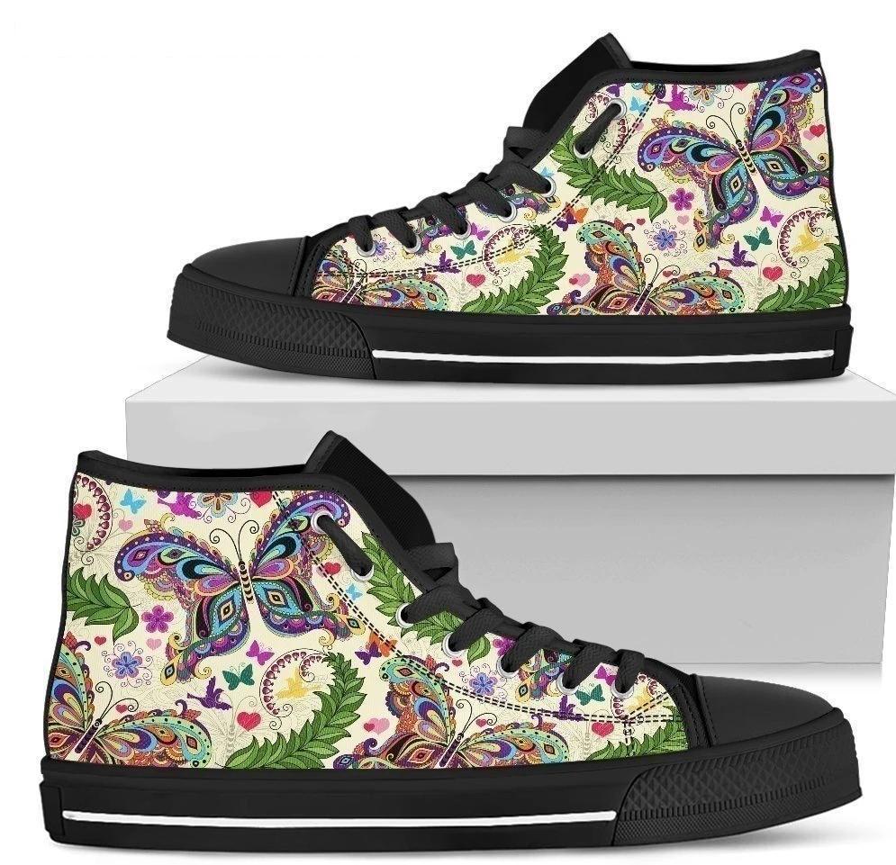 Hippie Butterfly Women's High Top Shoes-Gear Wanta