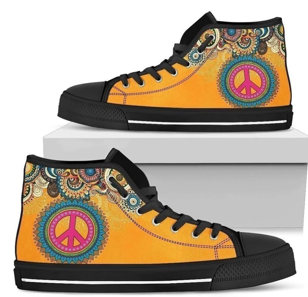 Hippie Peace Sign Women's High Top Shoes-Gear Wanta