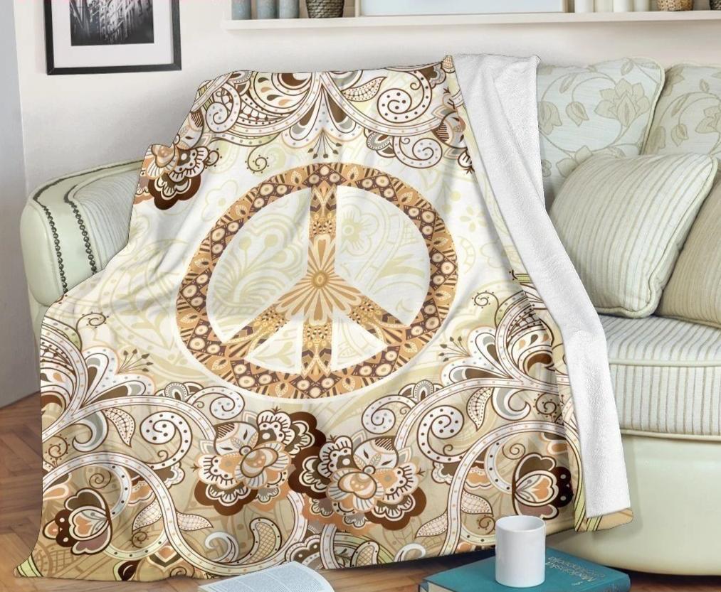 Hippie Peace Symbol Blanket Custom Yoga Home Decoration-Gear Wanta
