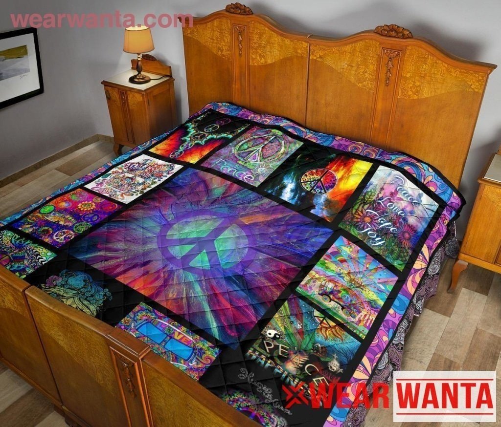 Hippie Peace Symbol Quilt Blanket-Gear Wanta