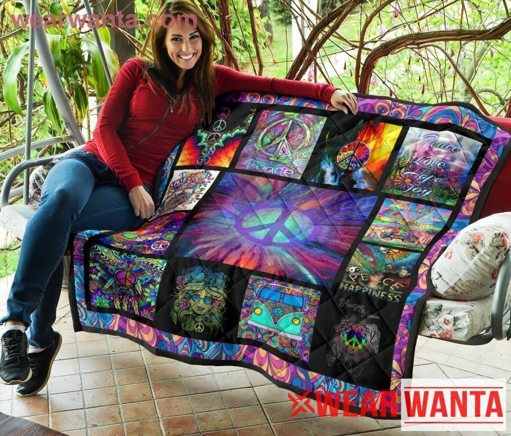 Hippie Peace Symbol Quilt Blanket-Gear Wanta