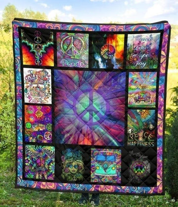 Hippie Peace Symbol Quilt Blanket-Gear Wanta