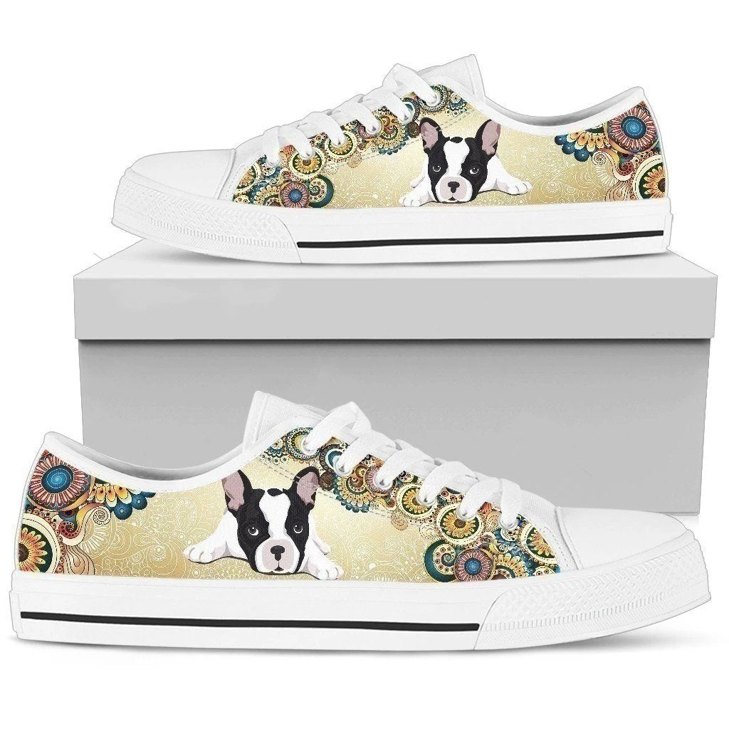 Hippie Style French Bulldog Women's Low Top Sneaker-Gear Wanta