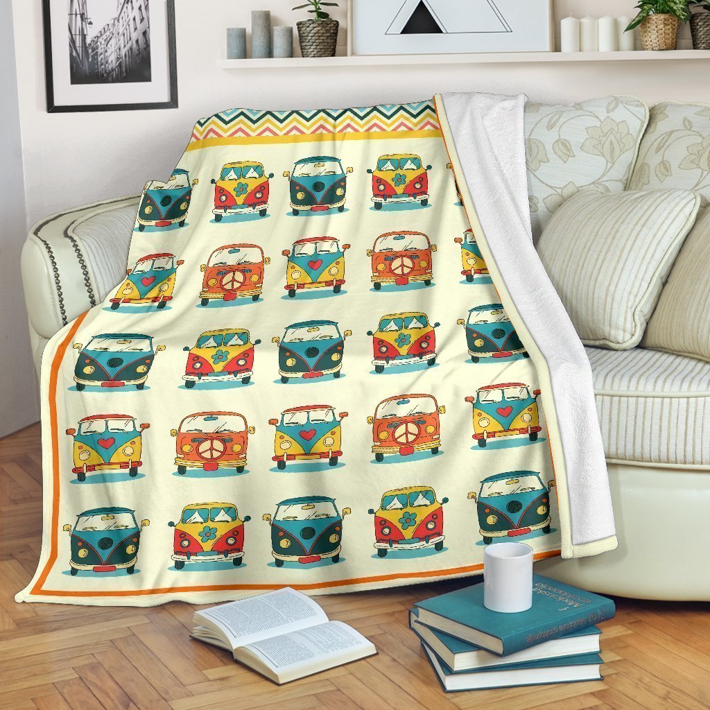 Hippie Van Car Fleece Blanket Funny Gift Idea-Gear Wanta