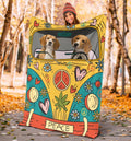 Hippie Van Peace Beagle Dog Fleece Blanket-Gear Wanta